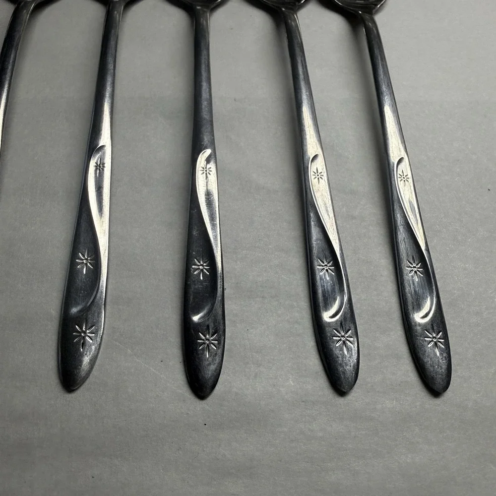 8 International Silver Americana Star Stainless USA Iced Tea Spoons Long Flatwar